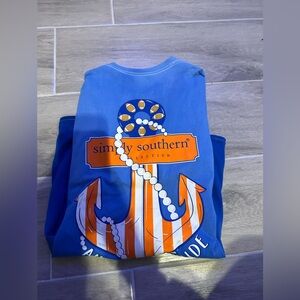 Orange and blue simply southern large tee shirt